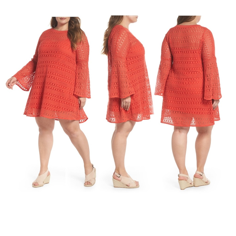 The Dahlia Bell Sleeve Crochet Shift Dress